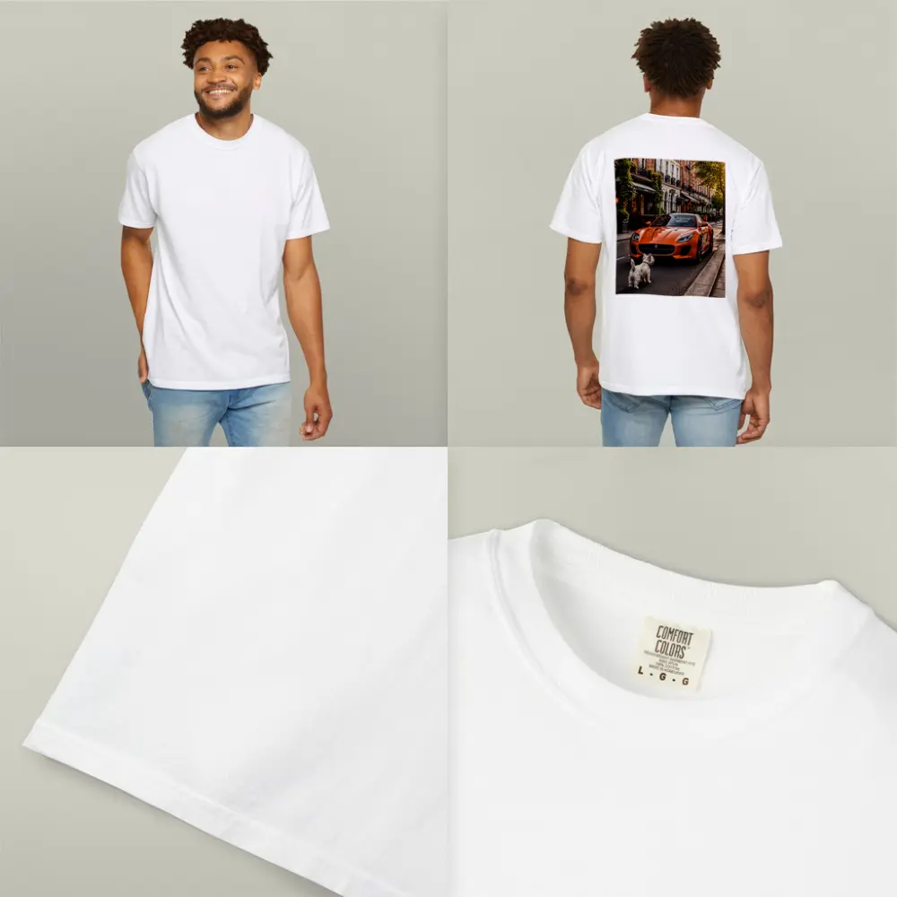 Orange Jaguar F-Type With Westie Dog – T-Shirts