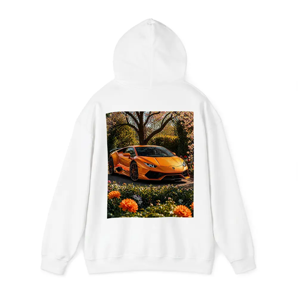 Orange Lamborghini Huracan Garden Flower Setting – Hoodies