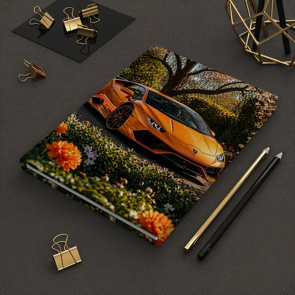 Orange Lamborghini Huracan Garden Flower Setting – Notebooks