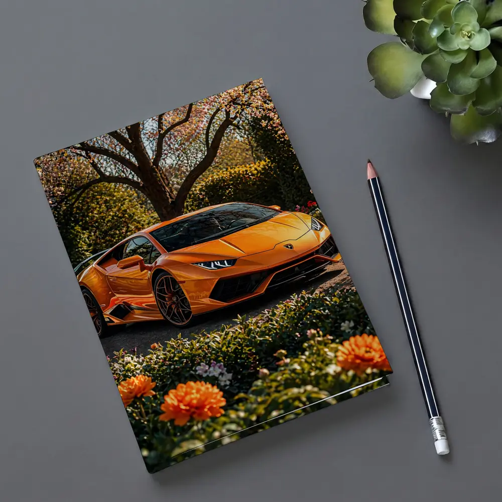 Orange Lamborghini Huracan Garden Flower Setting – Notebooks