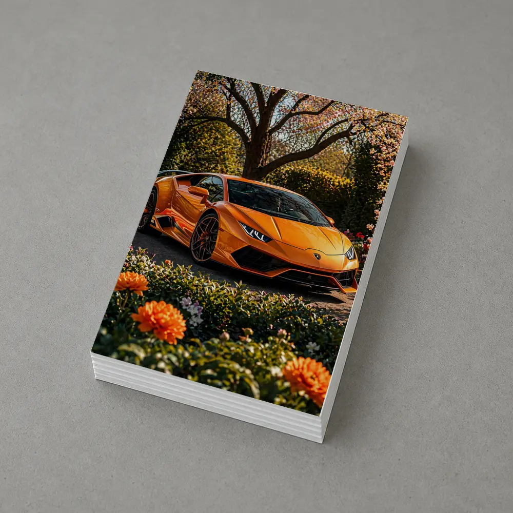 Orange Lamborghini Huracan Garden Flower Setting – Postcards