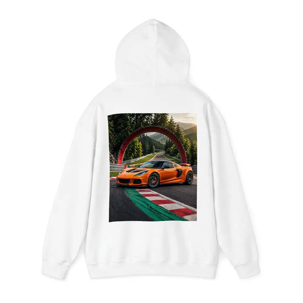 Lotus Exige Orange On Race Track – Hoodies