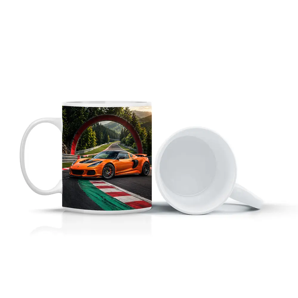 Lotus Exige Orange On Race Track – Mugs