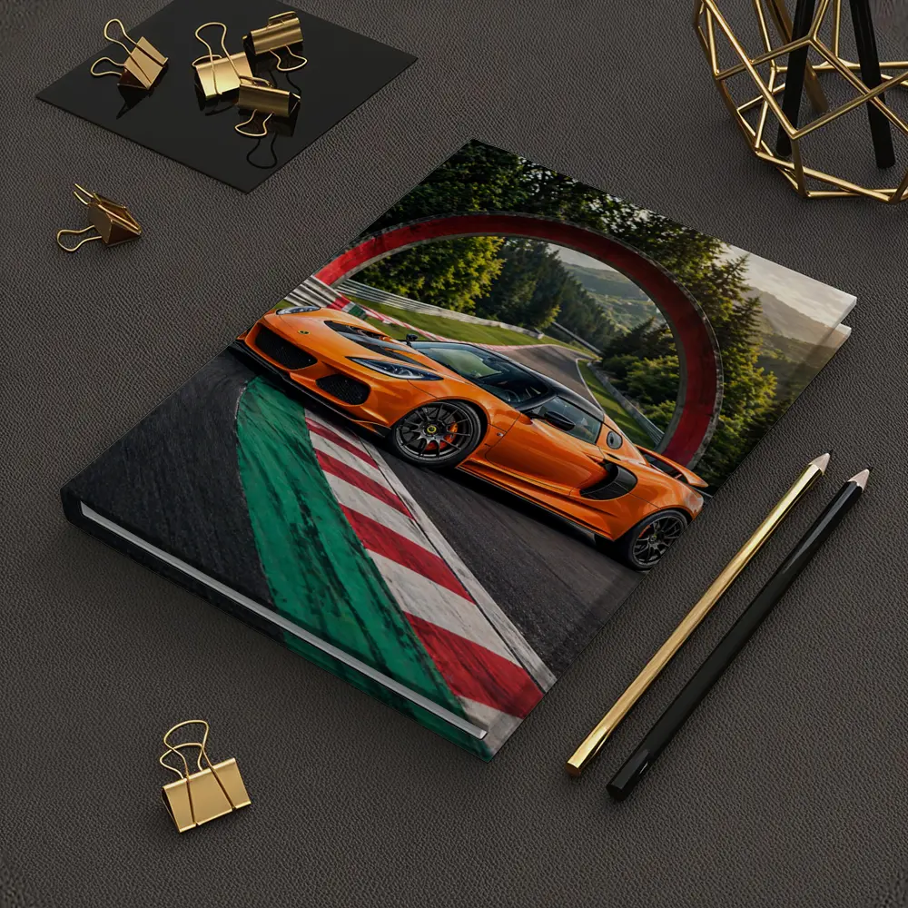 Lotus Exige Orange On Race Track – Notebooks