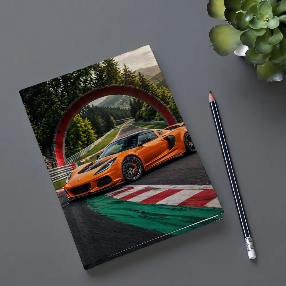 Lotus Exige Orange On Race Track – Notebooks