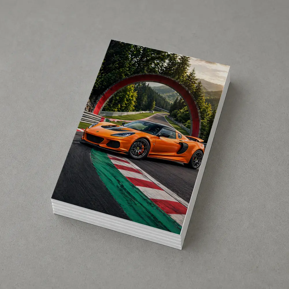 Lotus Exige Orange On Race Track – Postcards