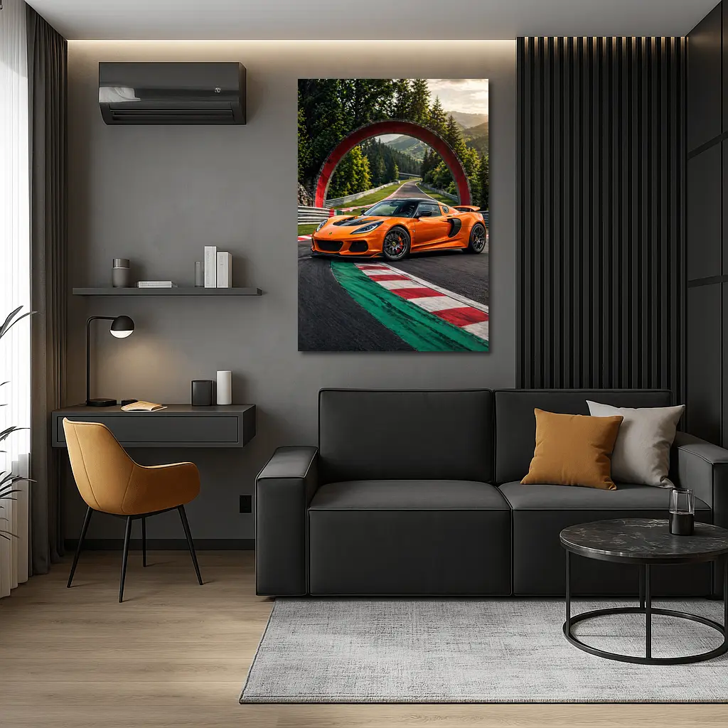 Lotus Exige Orange On Race Track – Wall Art