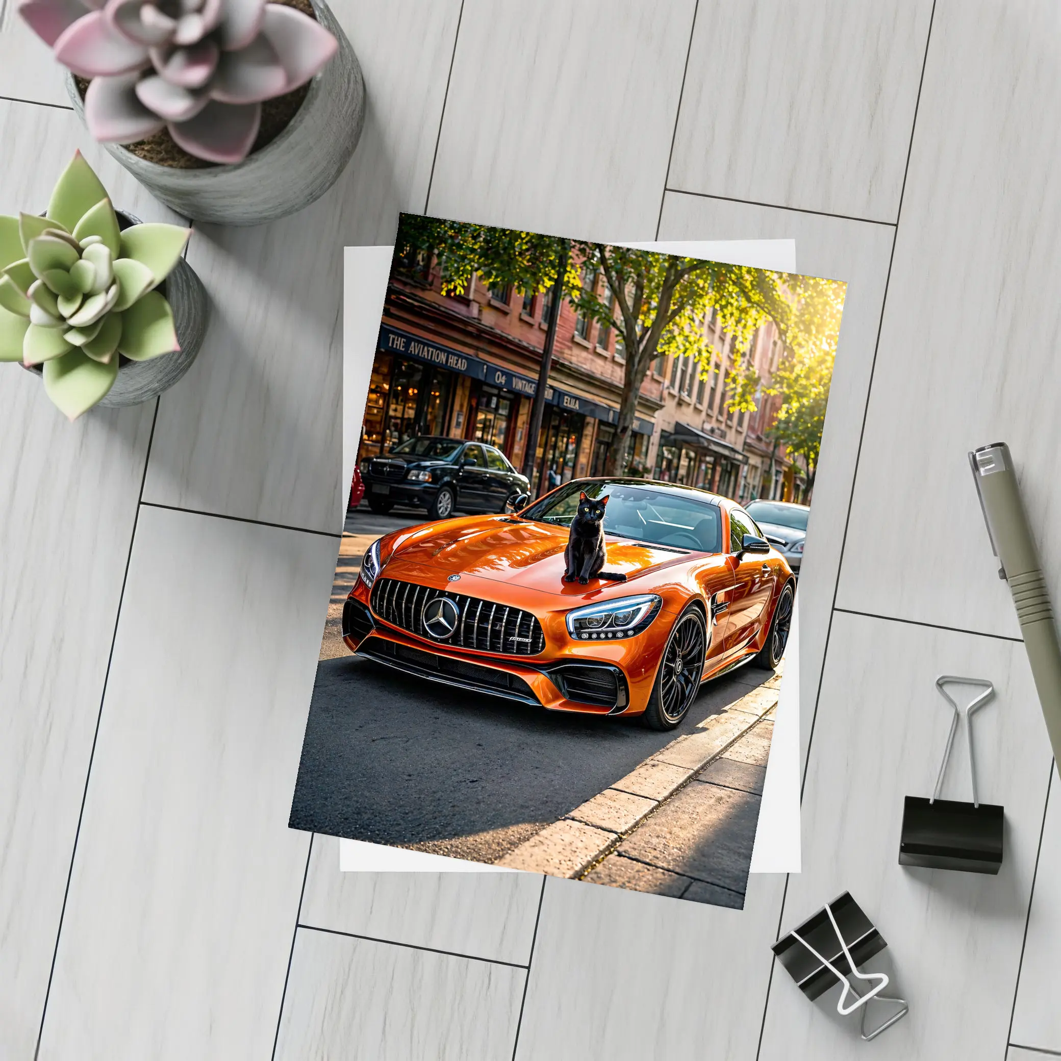 Orange Mercedes AMG GT Black Cat Street – Postcards