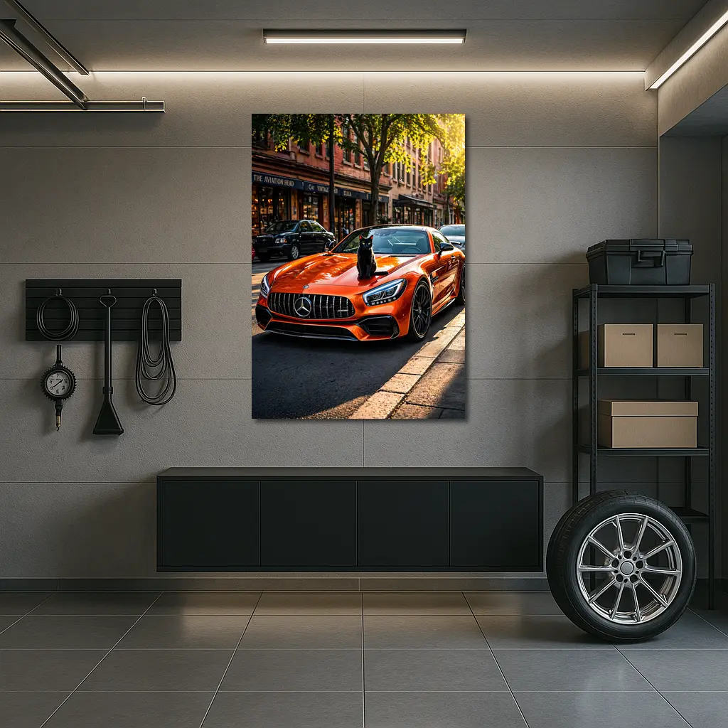 Orange Mercedes AMG GT Black Cat Street – Wall Art
