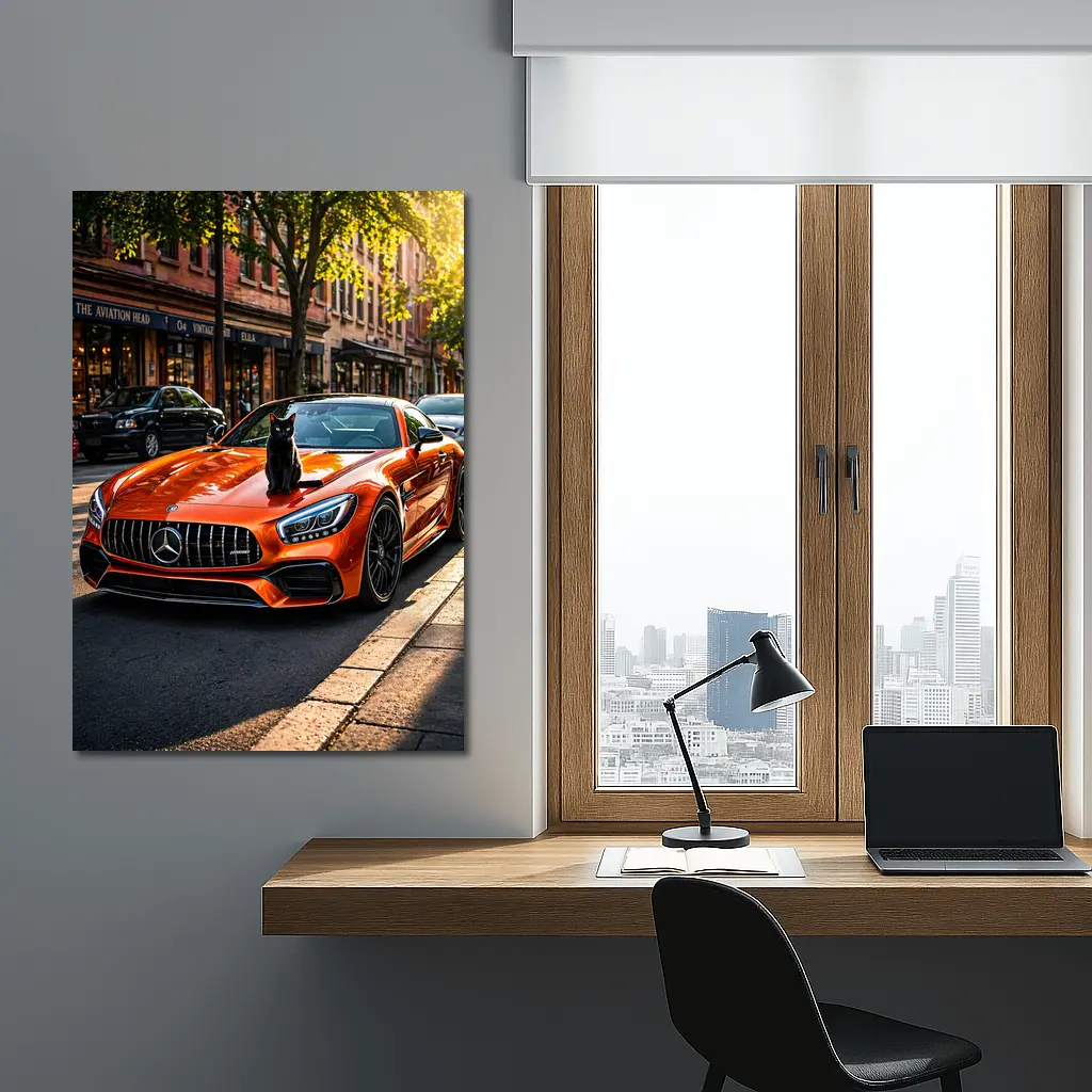 Orange Mercedes AMG GT Black Cat Street – Wall Art