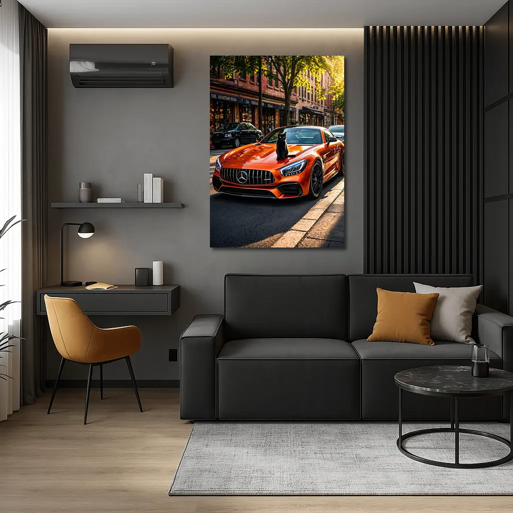 Orange Mercedes AMG GT Black Cat Street – Wall Art
