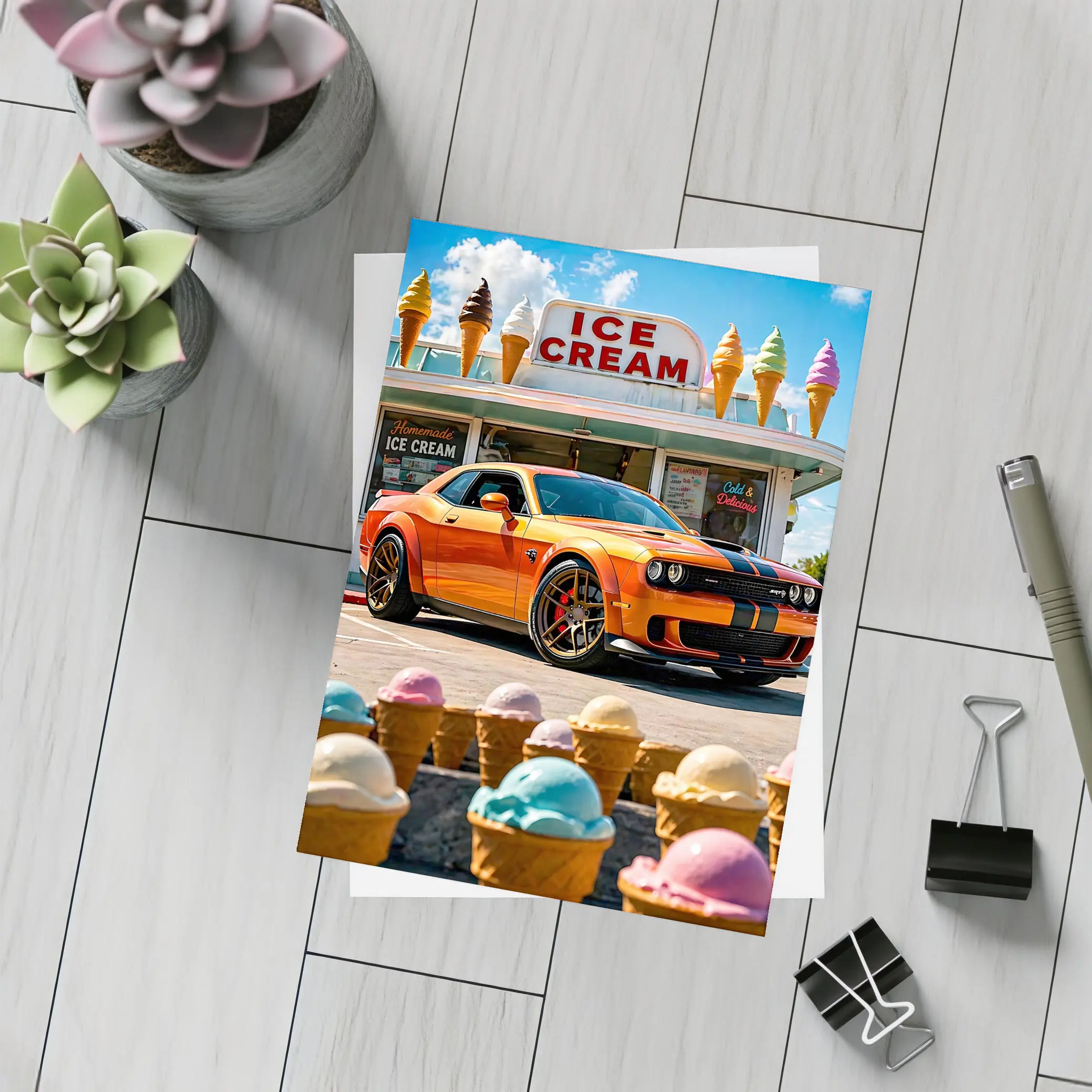 Dodge Challenger SRT Hellcat Ice Cream Shop – Postcards