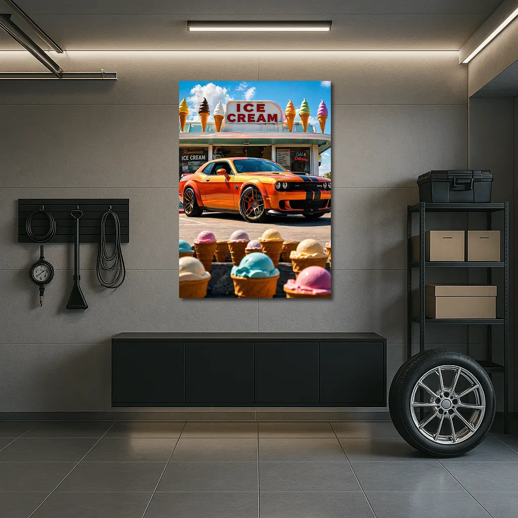Dodge Challenger SRT Hellcat Ice Cream Shop – Wall Art
