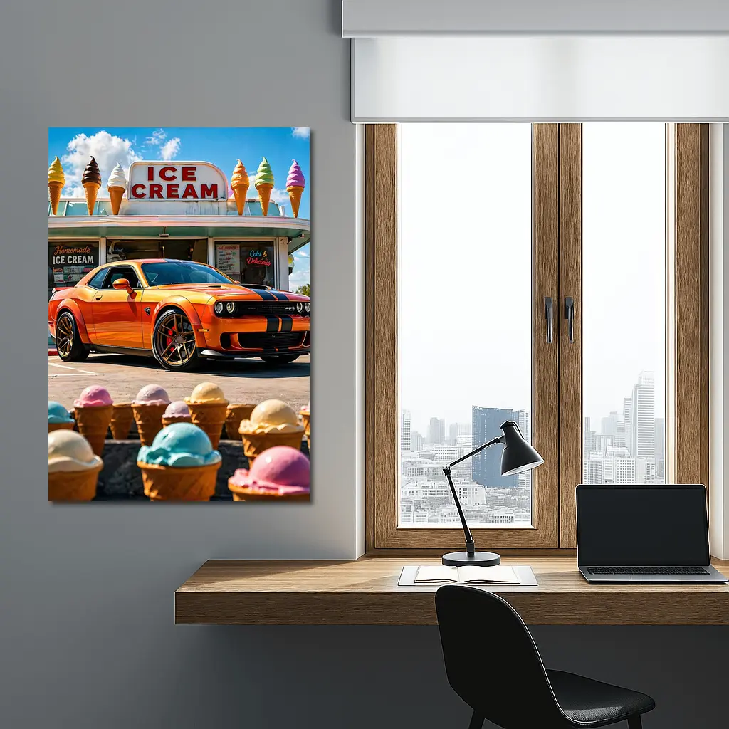 Dodge Challenger SRT Hellcat Ice Cream Shop – Wall Art