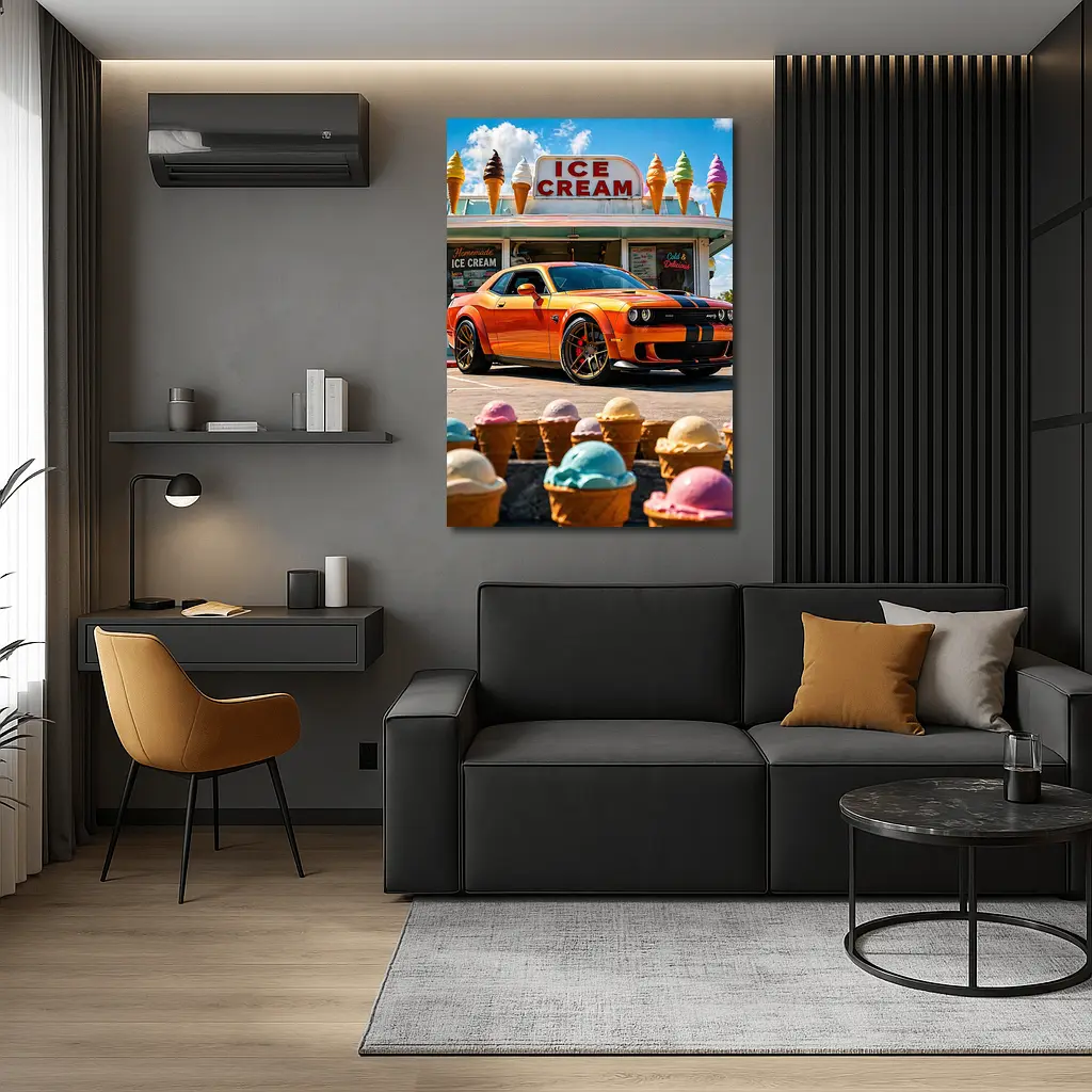 Dodge Challenger SRT Hellcat Ice Cream Shop – Wall Art