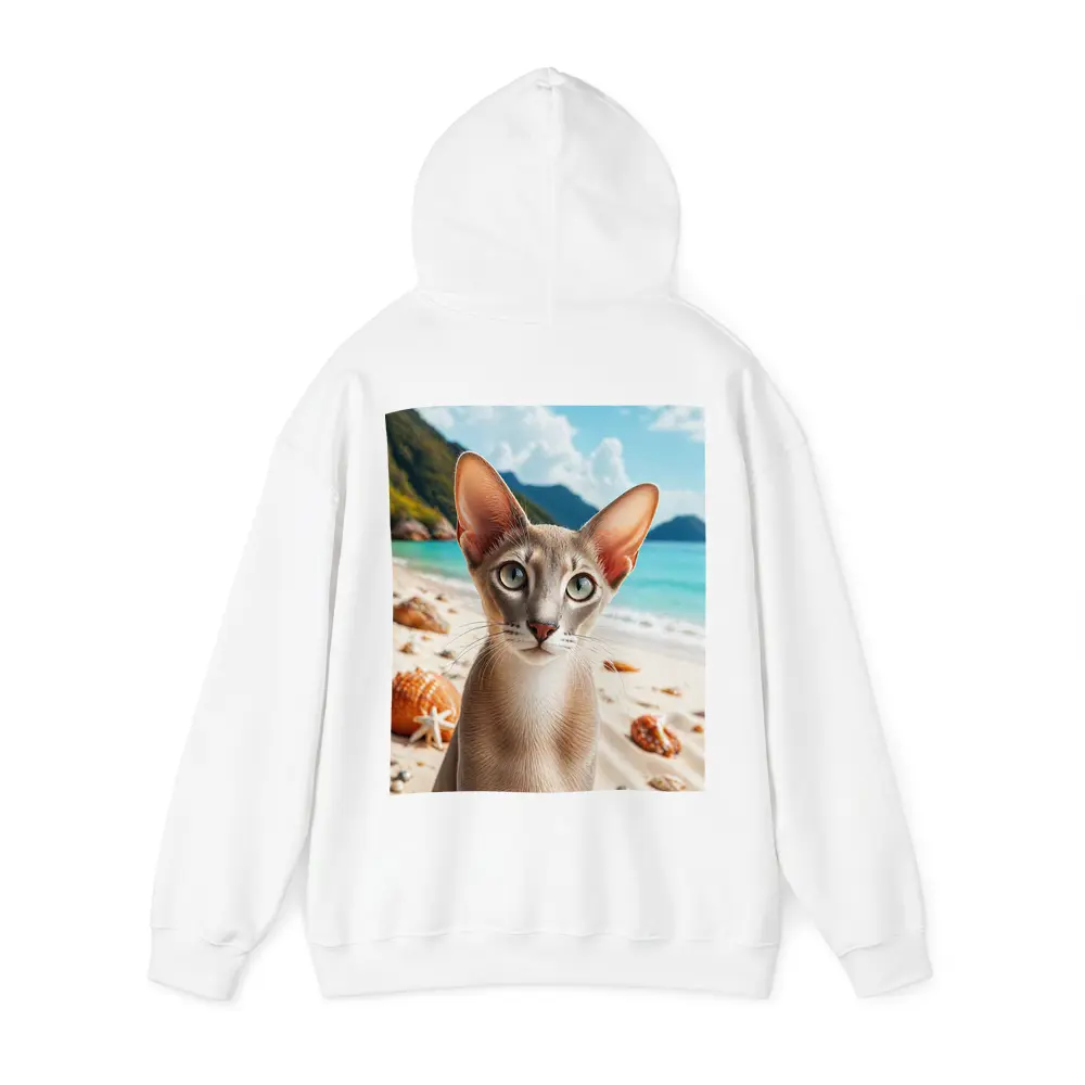 Oriental Shorthair Cat on Tropical Beach – Hoodies