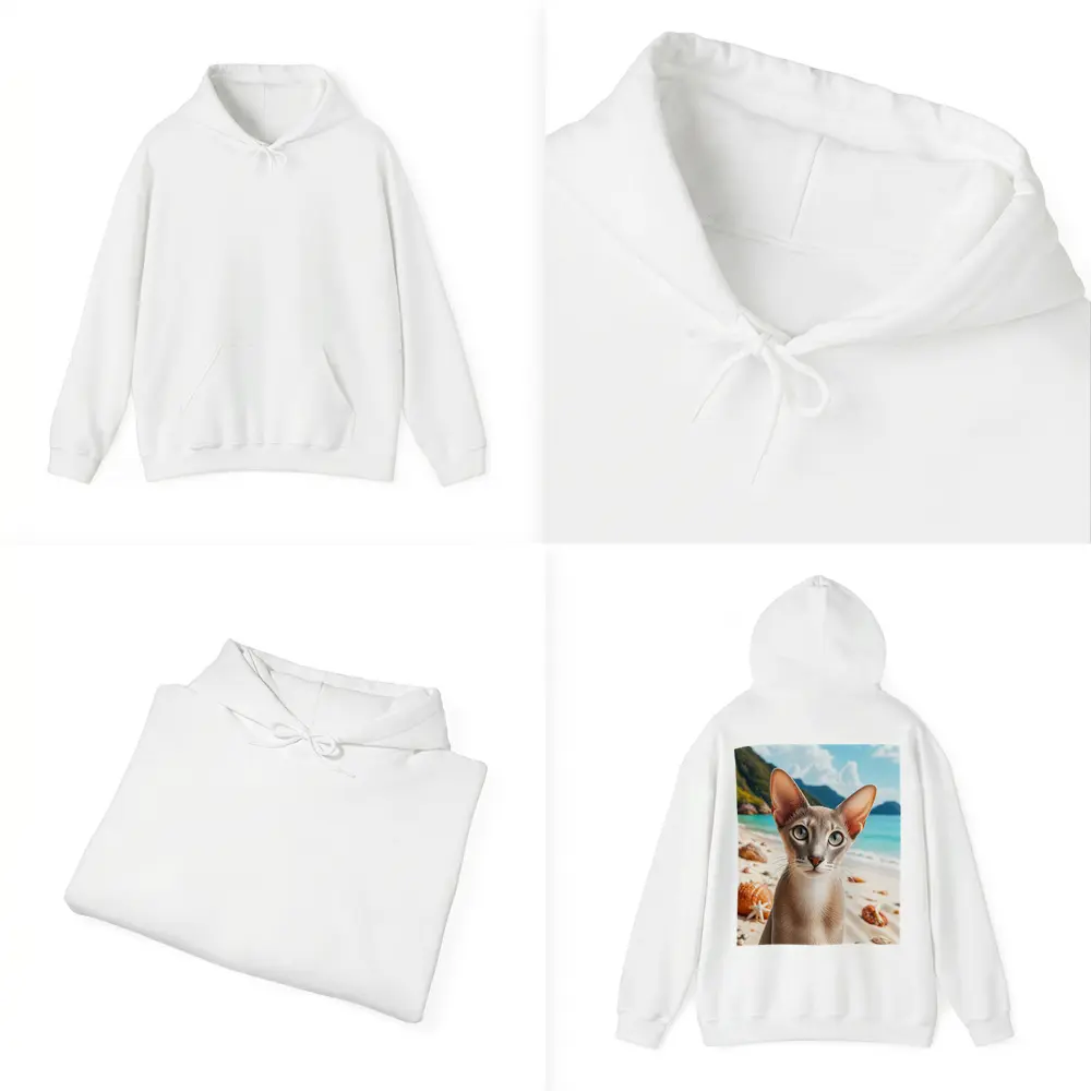 Oriental Shorthair Cat on Tropical Beach – Hoodies