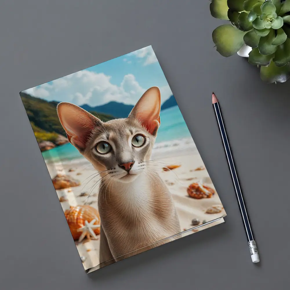Oriental Shorthair Cat on Tropical Beach – Notebooks