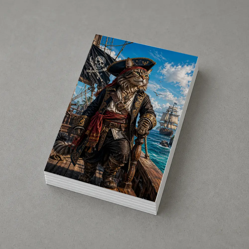 Pirate Cat Captain On Caribbean Ship – Postcards