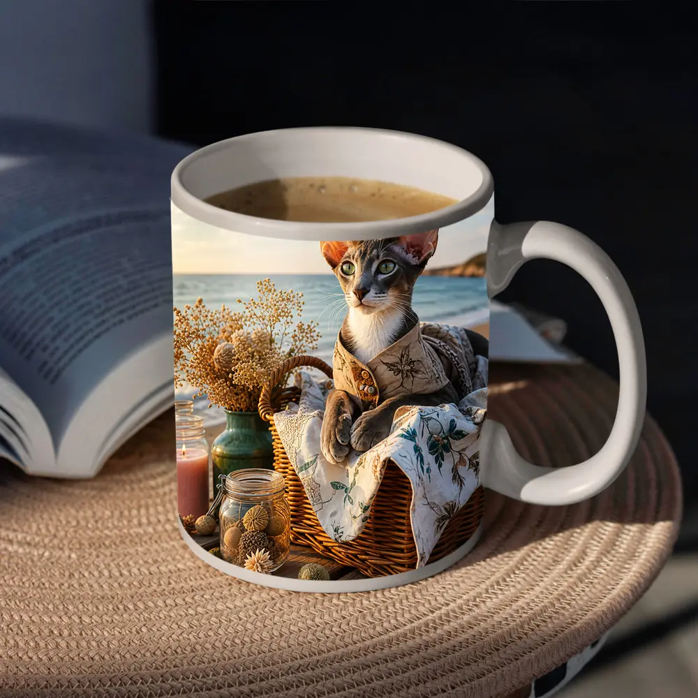 Oriental Shorthair Cat Cozy Beach Basket – Mugs