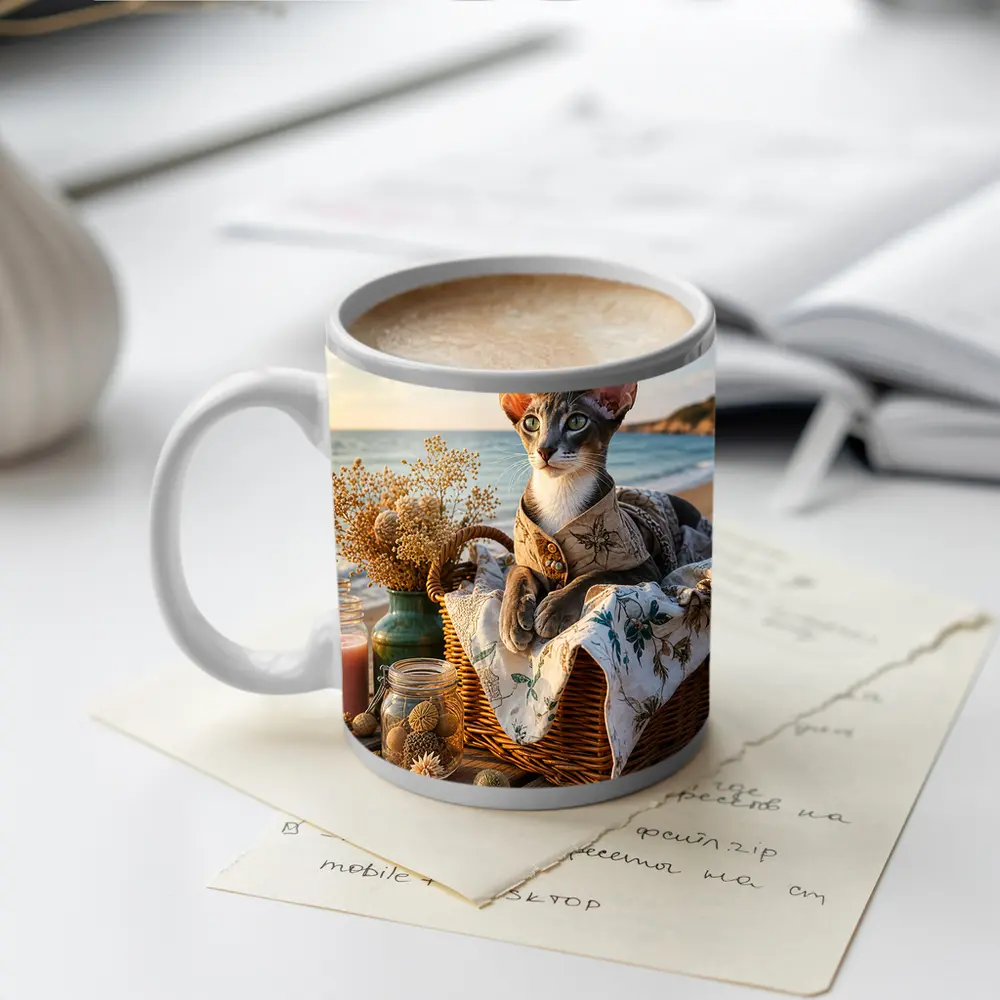 Oriental Shorthair Cat Cozy Beach Basket – Mugs