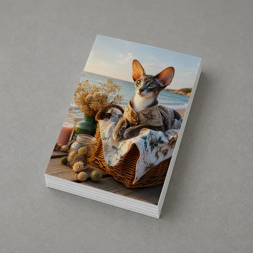 Oriental Shorthair Cat Cozy Beach Basket – Postcards
