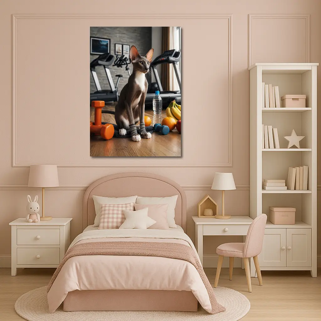 Oriental Shorthair Cat Gym Fitness Setting – Wall Art