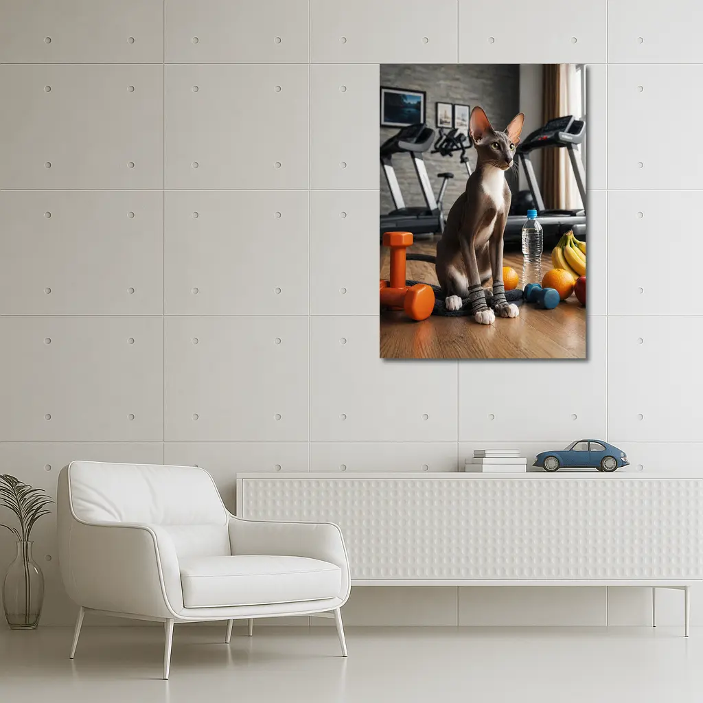 Oriental Shorthair Cat Gym Fitness Setting – Wall Art