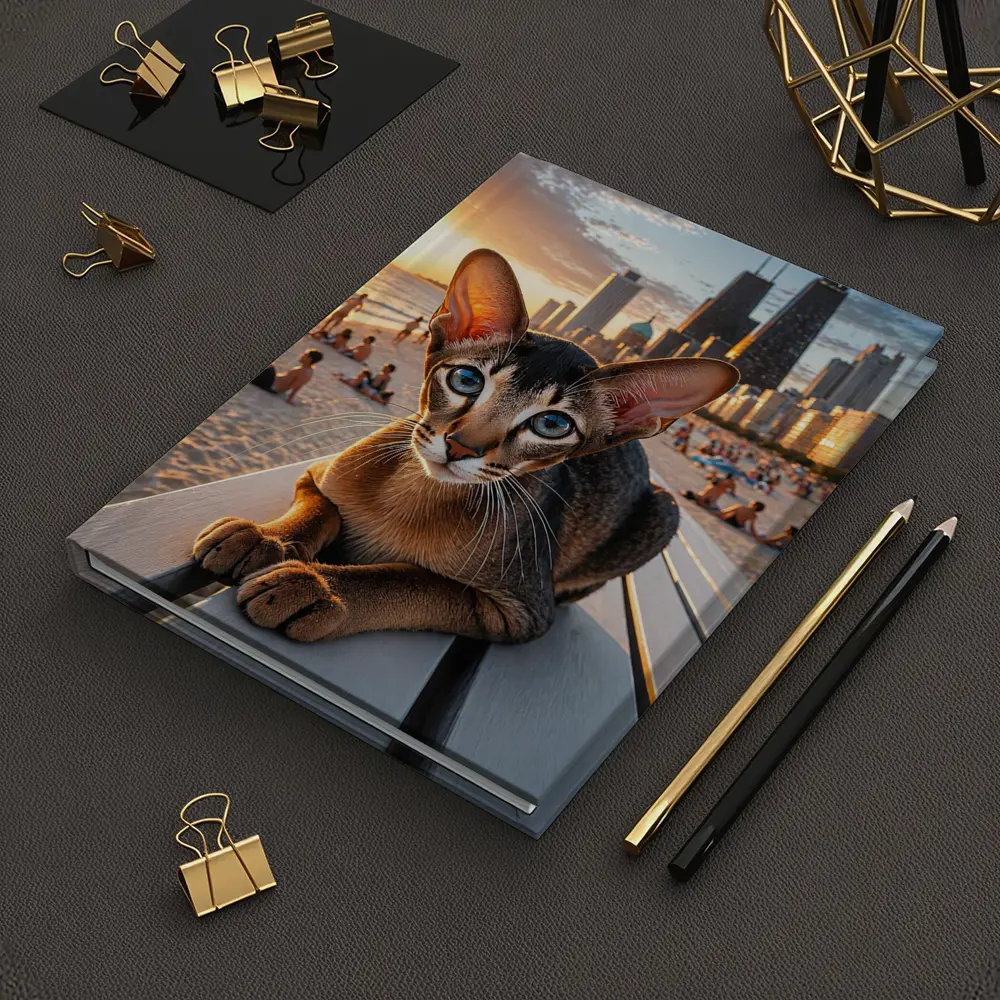 Abyssinian Cat Chicago Skyline Beach Sunset – Notebooks