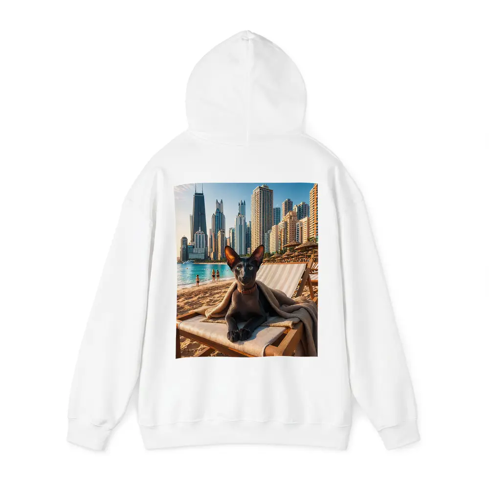Oriental Shorthair Cat Relaxing Dubai Beach – Hoodies