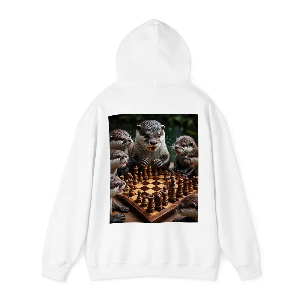 Otters Playing Chess on Wooden Board – Hoodies