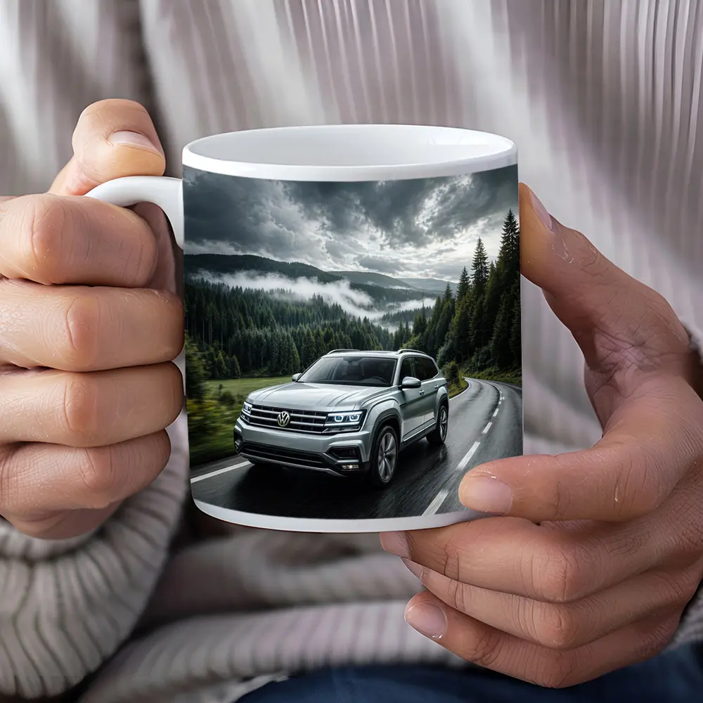 Volkswagen Atlas SUV Stormy Forest Road Drive – Mugs
