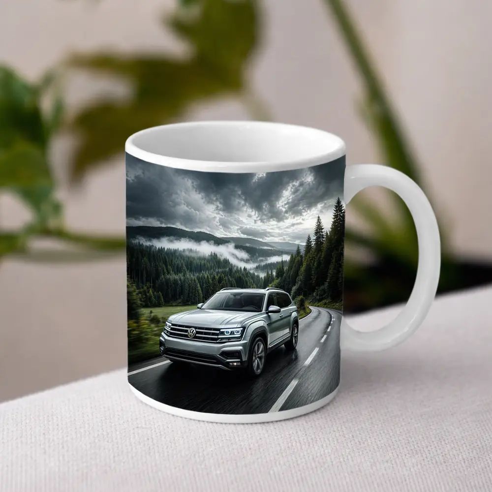 Volkswagen Atlas SUV Stormy Forest Road Drive – Mugs