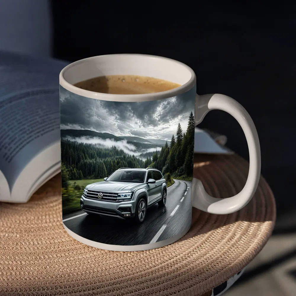 Volkswagen Atlas SUV Stormy Forest Road Drive – Mugs