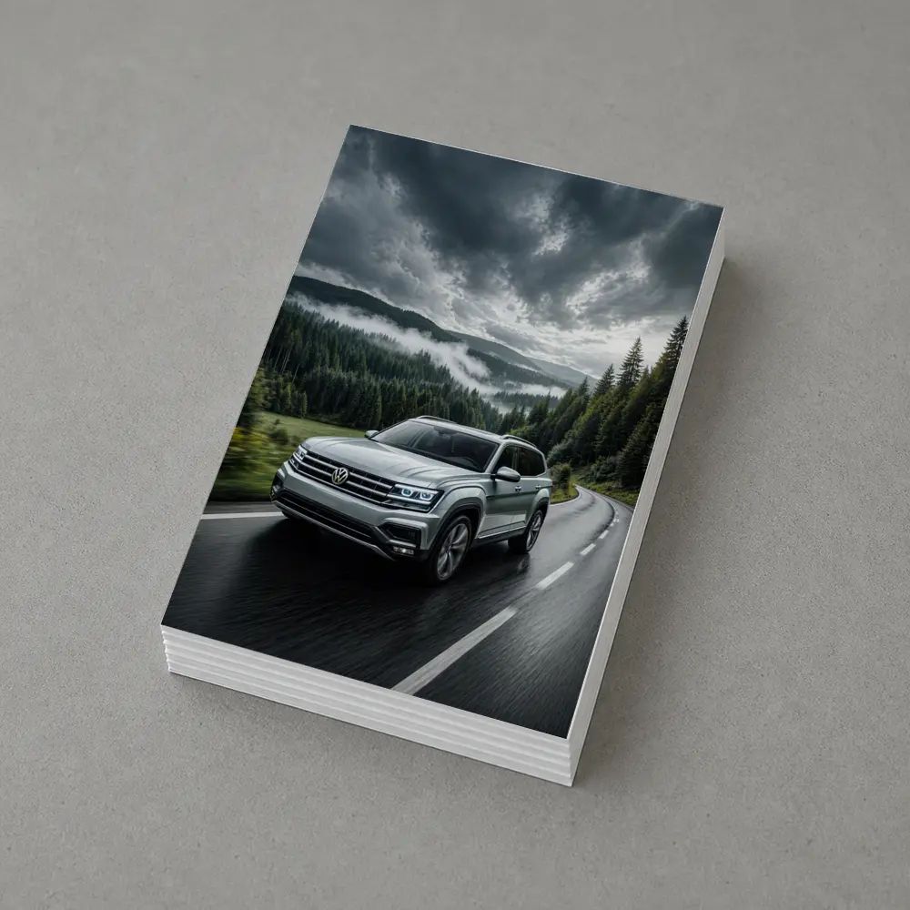 Volkswagen Atlas SUV Stormy Forest Road Drive – Postcards