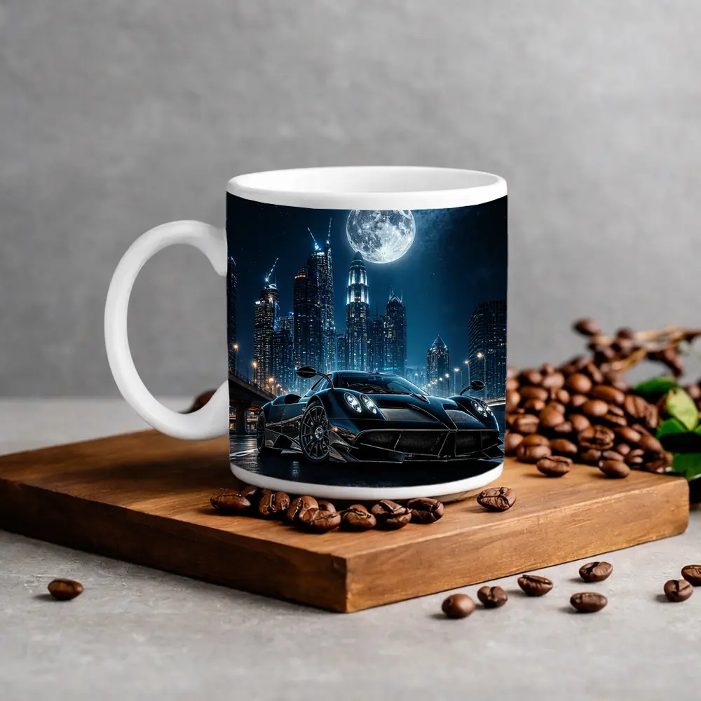 Pagani Huayra Black Supercar City Night – Mugs