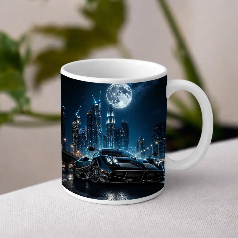 Pagani Huayra Black Supercar City Night – Mugs