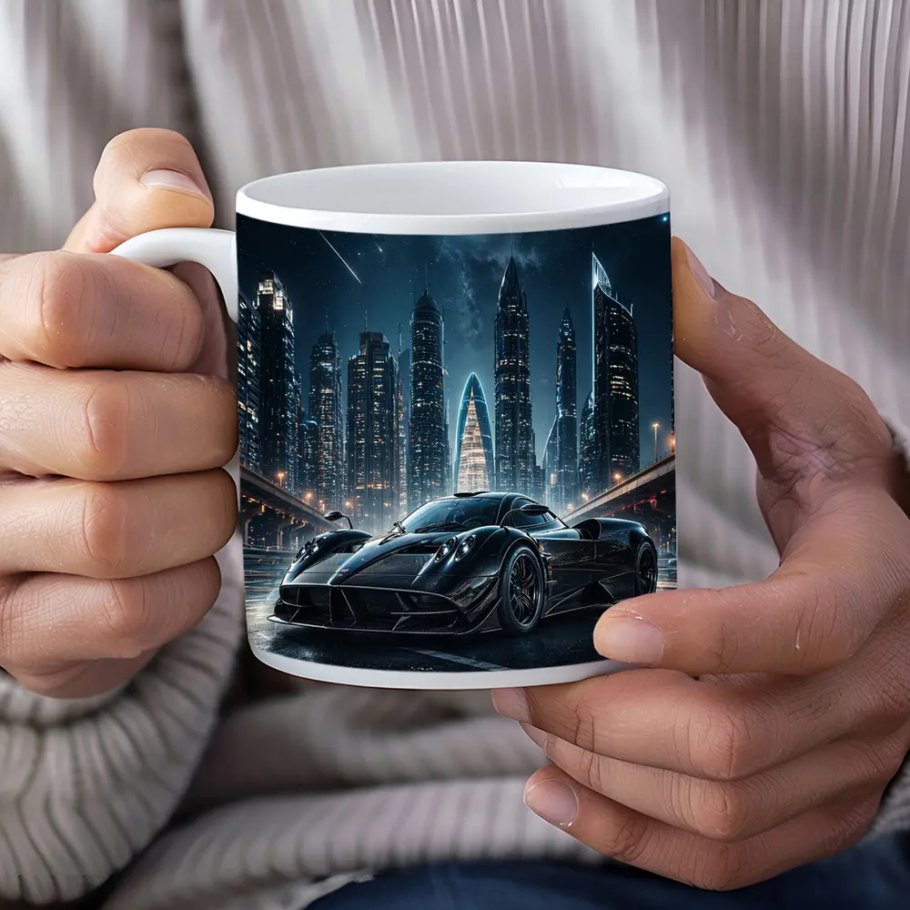 Pagani Huayra Black Supercar City Night – Mugs