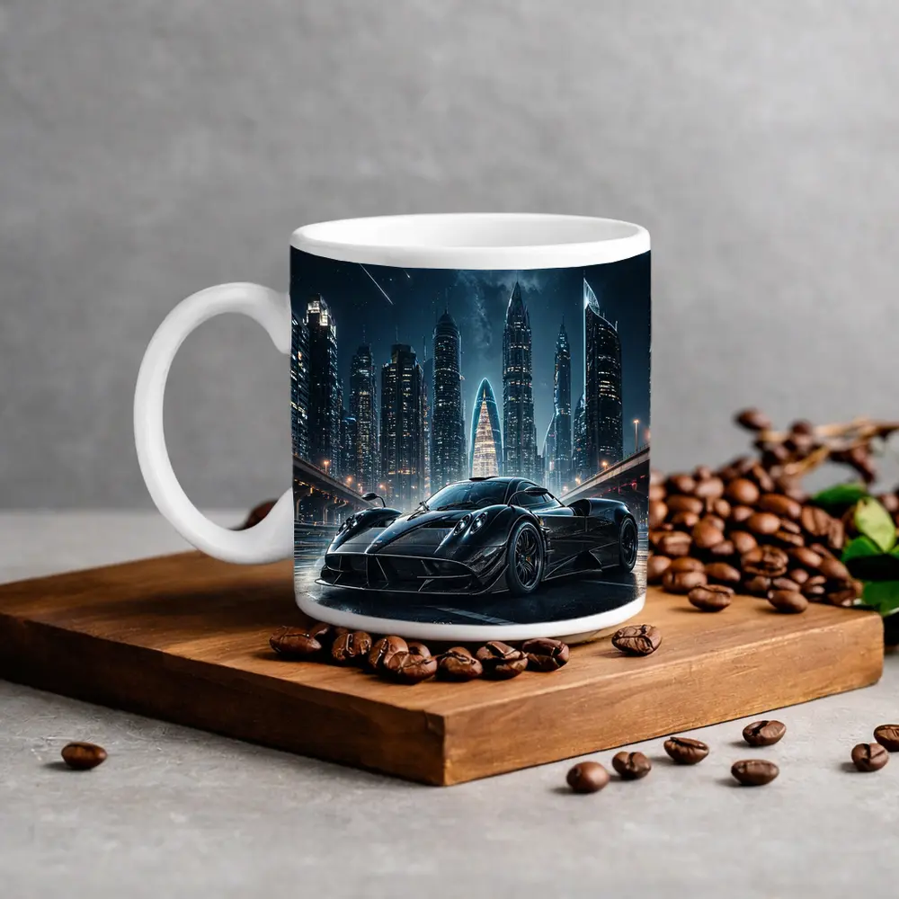 Pagani Huayra Black Supercar City Night – Mugs