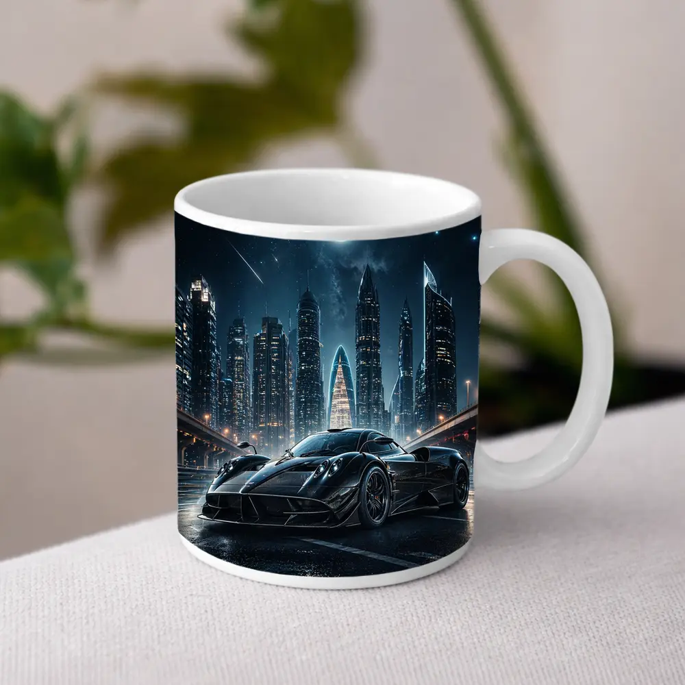 Pagani Huayra Black Supercar City Night – Mugs