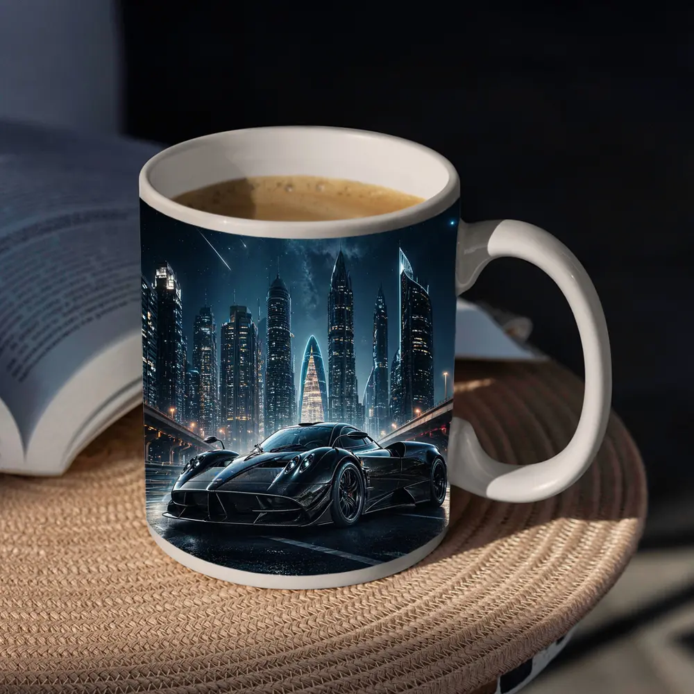 Pagani Huayra Black Supercar City Night – Mugs