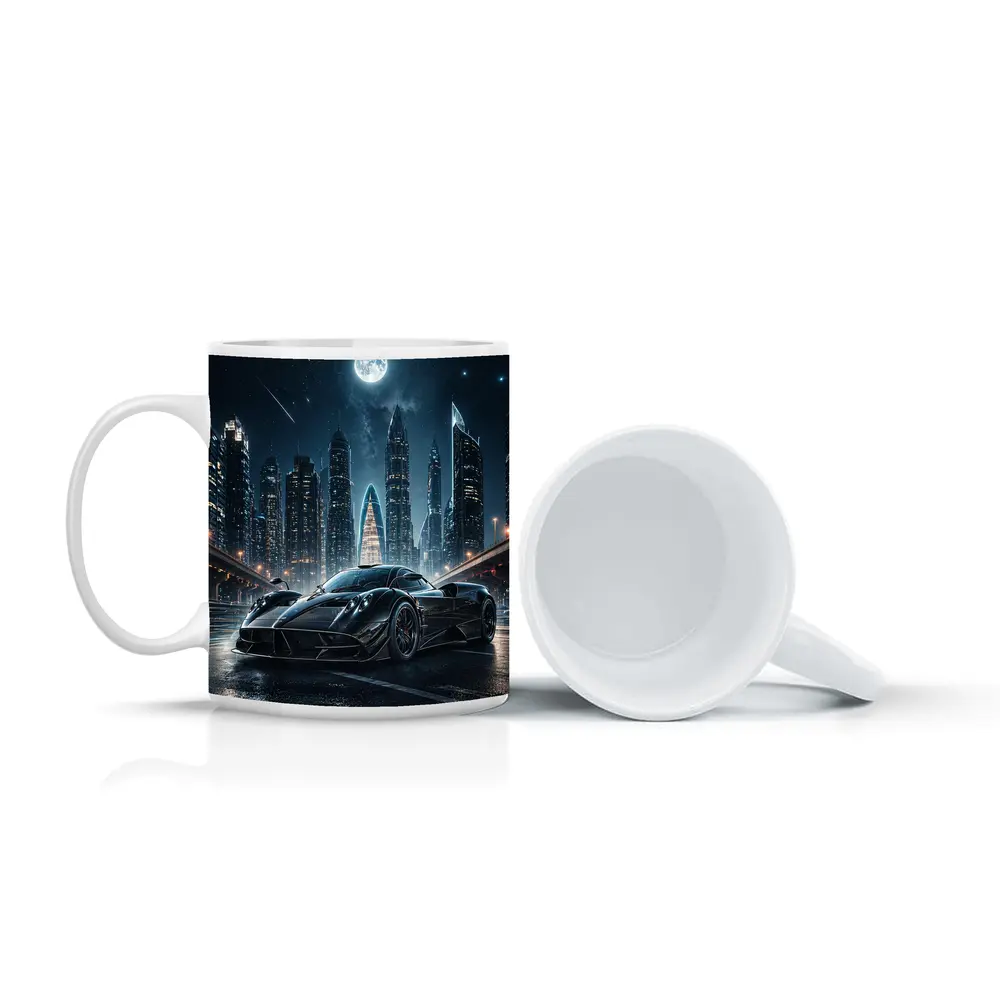 Pagani Huayra Black Supercar City Night – Mugs