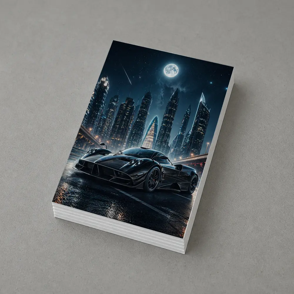 Pagani Huayra Black Supercar City Night – Postcards