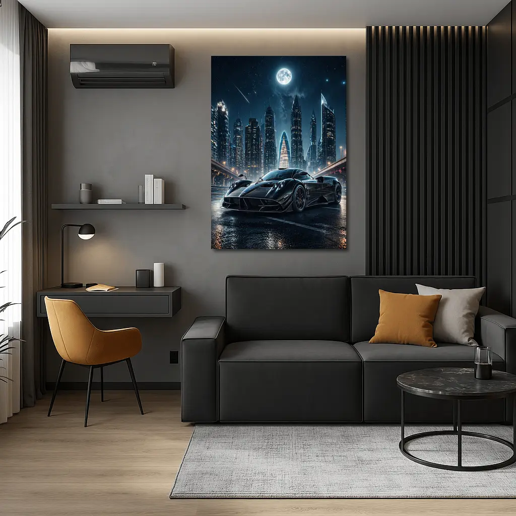 Pagani Huayra Black Supercar City Night – Wall Art