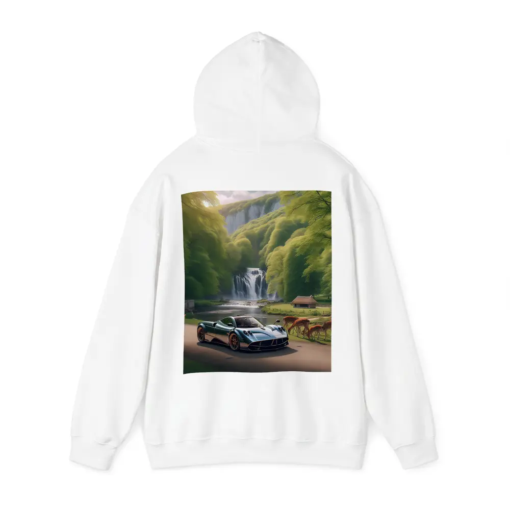 Pagani Huayra Supercar Near Waterfall Deer – Hoodies