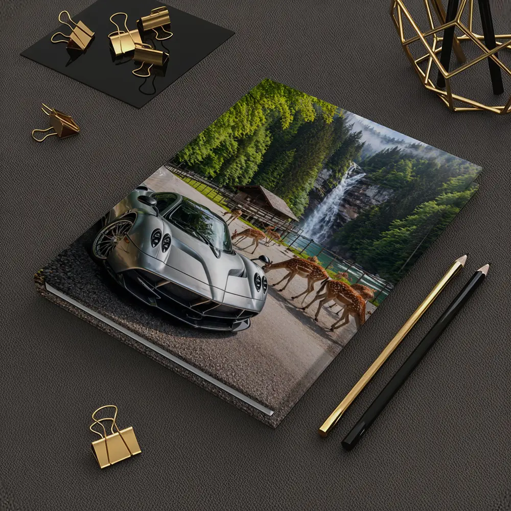 Pagani Huayra Silver Supercar Waterfall Forest – Notebooks