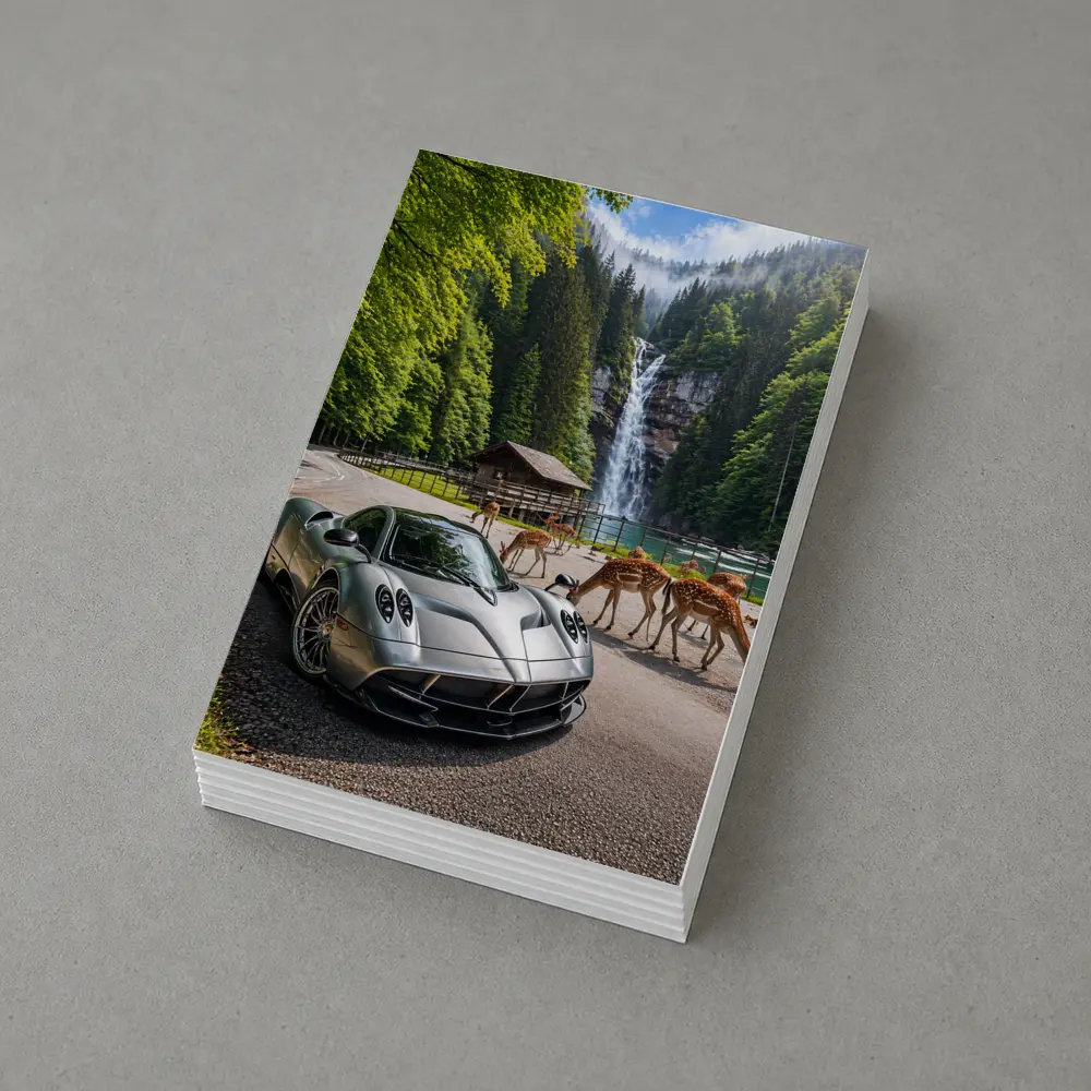 Pagani Huayra Silver Supercar Waterfall Forest – Postcards