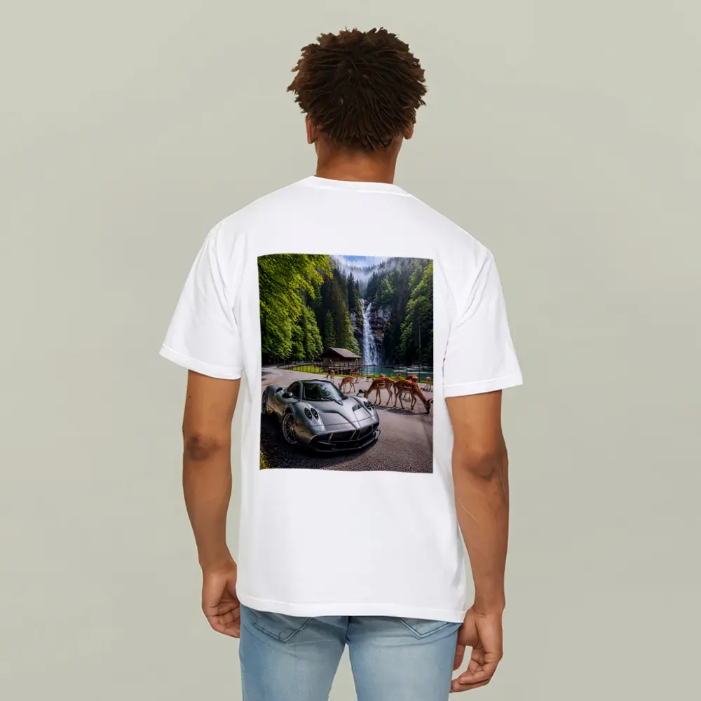 Pagani Huayra Silver Supercar Waterfall Forest – T-Shirts