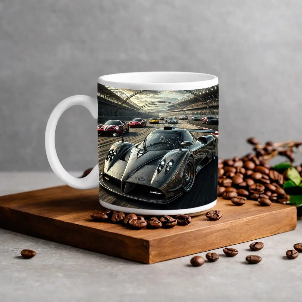 Pagani Zonda Racing on Track Dramatic Sky – Mugs