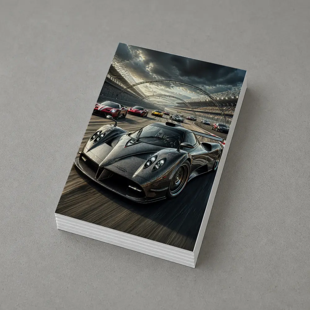 Pagani Zonda Racing on Track Dramatic Sky – Postcards